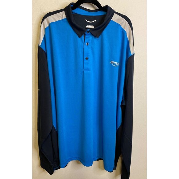 Amazon Active Polo Shirt Employee LONG SLEEVE Logo Reflective MEN BIG TALL 6XL - Picture 1 of 5